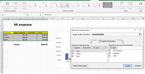 Seleccionar origen de datos en Excel